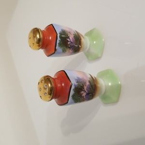 Vintage Nippon Tree In The Meadow Miniature Collectible Salt & Pepper Shakers